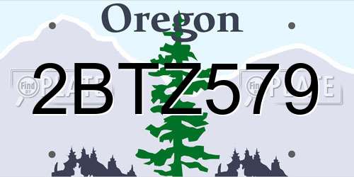 2BTZ579 Oregon License Plate