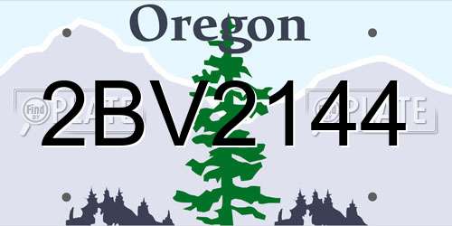 2BV2144 Oregon License Plate