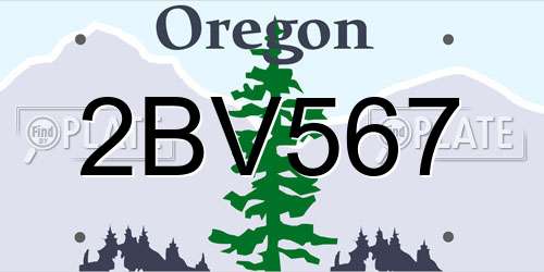 2BV567 Oregon License Plate