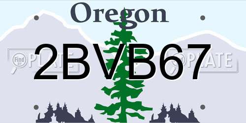2BVB67 Oregon License Plate