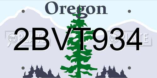 2BVT934 Oregon License Plate