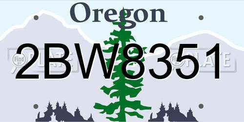 2BW8351 Oregon License Plate