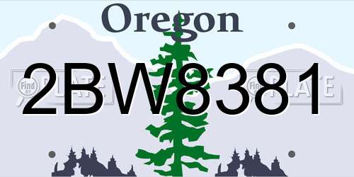 2BW8381 Oregon License Plate