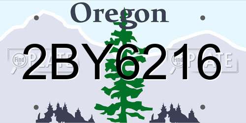 2BY6216 Oregon License Plate