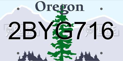 2BYG716 Oregon License Plate