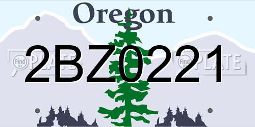 2BZ0221 Oregon License Plate