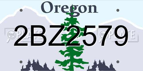 2BZ2579 Oregon License Plate