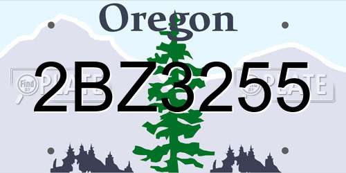 2BZ3255 Oregon License Plate