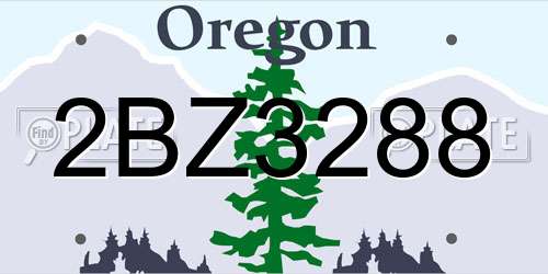 2BZ3288 Oregon License Plate