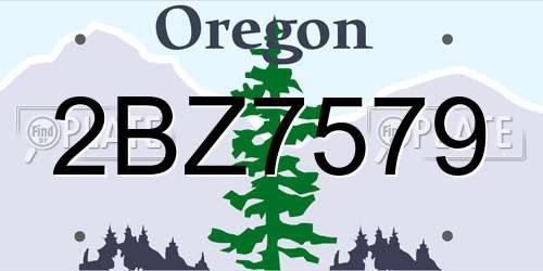 2BZ7579 Oregon License Plate