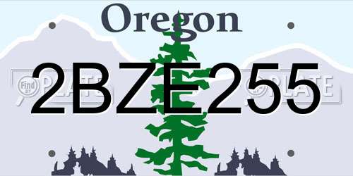 2BZE255 Oregon License Plate