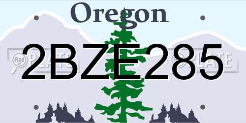 2BZE285 Oregon License Plate