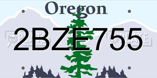 2BZE755 Oregon License Plate