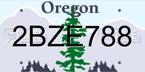 2BZE788 Oregon License Plate