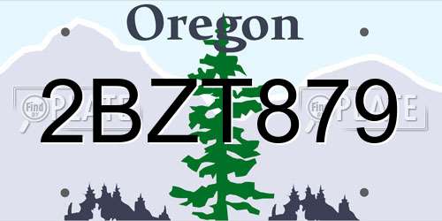 2BZT879 Oregon License Plate