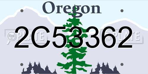 2C53362 Oregon License Plate