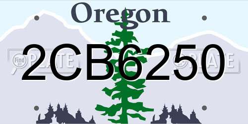 2CB6250 Oregon License Plate