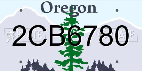 2CB6780 Oregon License Plate