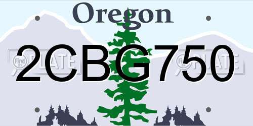 2CBG750 Oregon License Plate