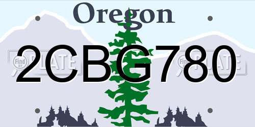 2CBG780 Oregon License Plate