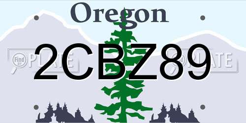 2CBZ89 Oregon License Plate