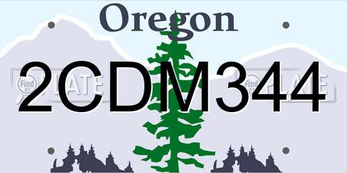 2CDM344 Oregon License Plate