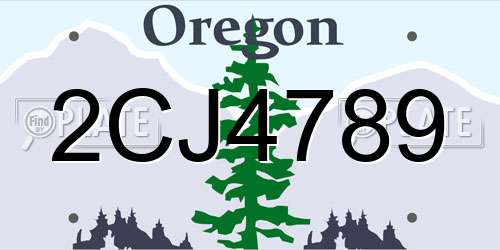 2CJ4789 Oregon License Plate