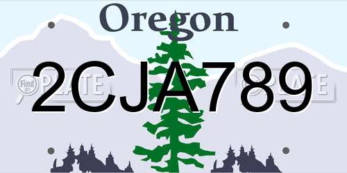 2CJA789 Oregon License Plate