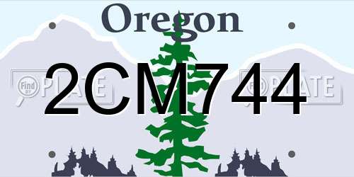 2CM744 Oregon License Plate