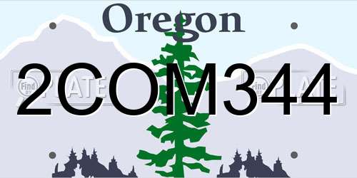 2COM344 Oregon License Plate