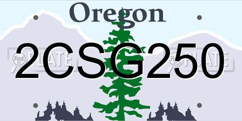 2CSG250 Oregon License Plate