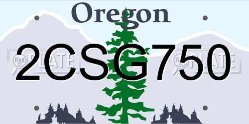 2CSG750 Oregon License Plate