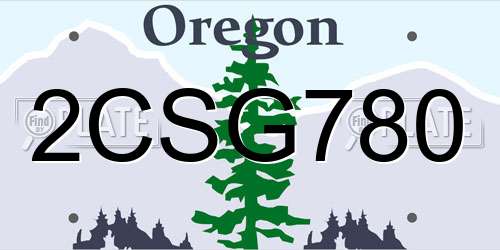 2CSG780 Oregon License Plate