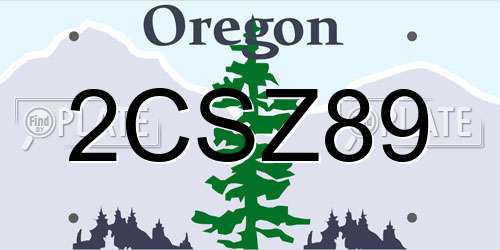 2CSZ89 Oregon License Plate