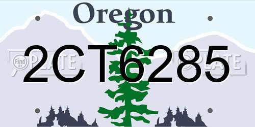 2CT6285 Oregon License Plate