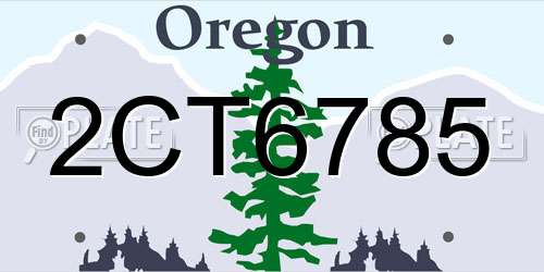 2CT6785 Oregon License Plate