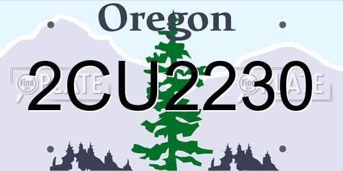 2CU2230 Oregon License Plate