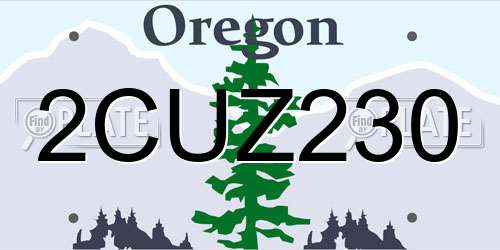2CUZ230 Oregon License Plate