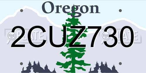 2CUZ730 Oregon License Plate