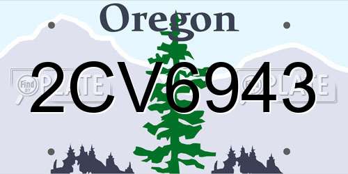 2CV6943 Oregon License Plate