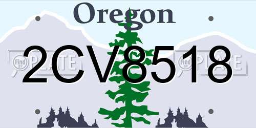 2CV8518 Oregon License Plate