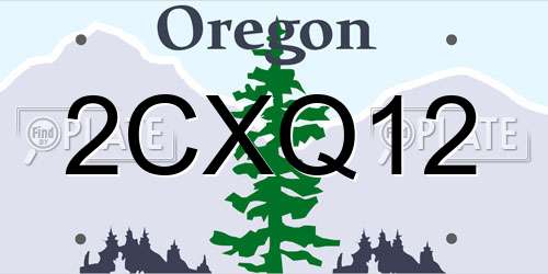 2CXQ12 Oregon License Plate