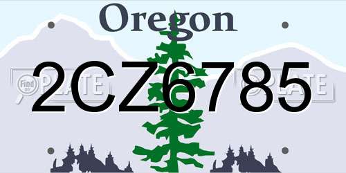 2CZ6785 Oregon License Plate