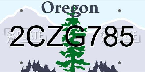 2CZG785 Oregon License Plate