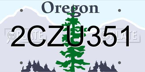 2CZU351 Oregon License Plate