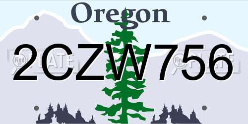 2CZW756 Oregon License Plate