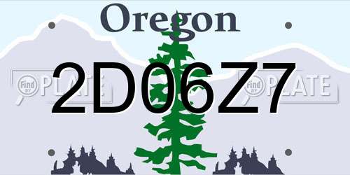 2D06Z7 Oregon License Plate