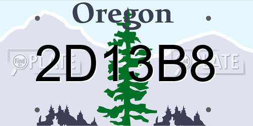 2D13B8 Oregon License Plate
