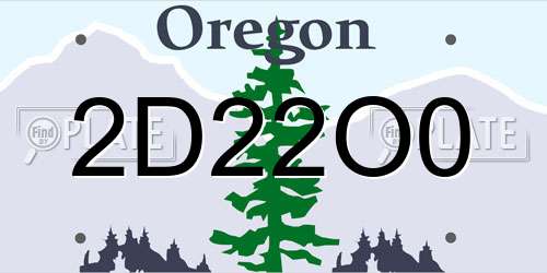 2D22O0 Oregon License Plate