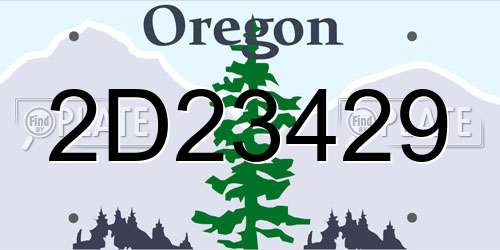 2D23429 Oregon License Plate